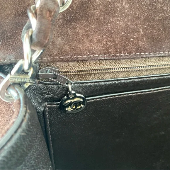 Chanel Vintage Classic Single Flap Bag Quilted Suede Medium Brown - Picture 17 of 17